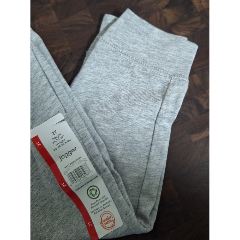 Wonder Nation Toddler Boys 2T Light Grey Heather Jersey Jogger Pants NWT New - Picture 4 of 4